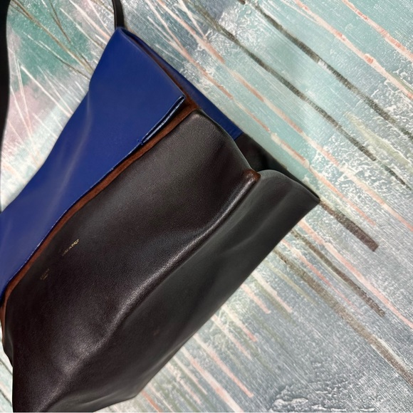 Celine Tri Colour All Soft Blue, Black, Brown Colour Block Shoulder Flap Bag - Picture 12 of 17